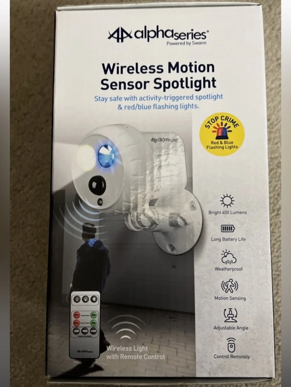 Swann Alpha Series Wireless Motion Sensor Spotlight w/ Remote Control